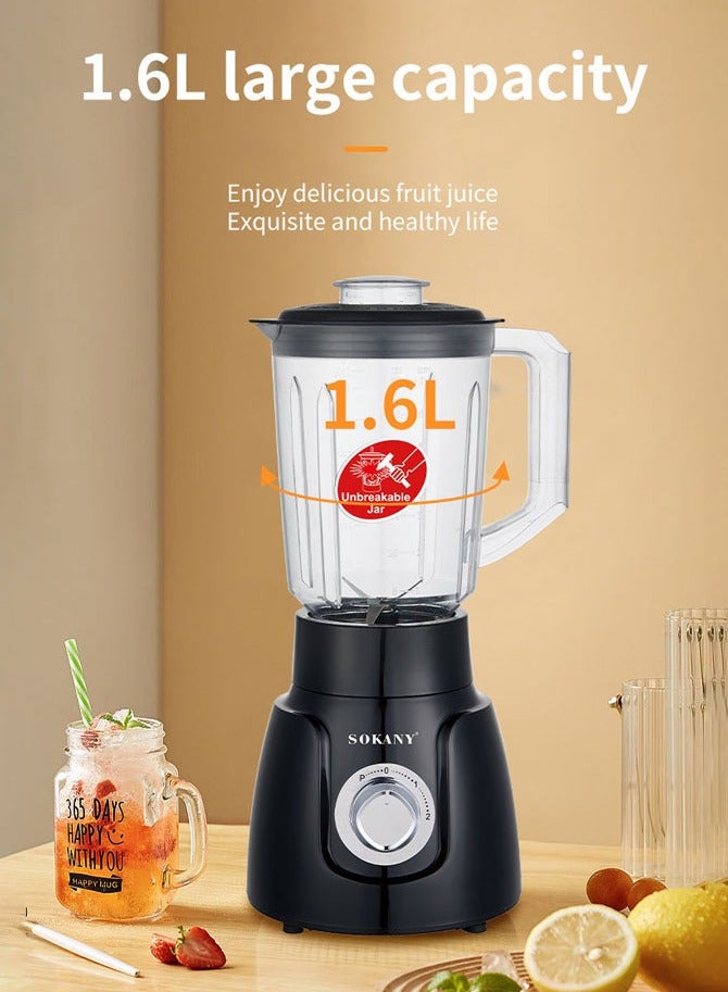 sokany 2 in 1 Countertop Blender with Grinder Mills,Electric Blender, Chopper Stainless Steel Blade, 1.6L Large Jar and Coffee Grinder, Chopper, Smoothie Maker,SK-185,Black - Image 5