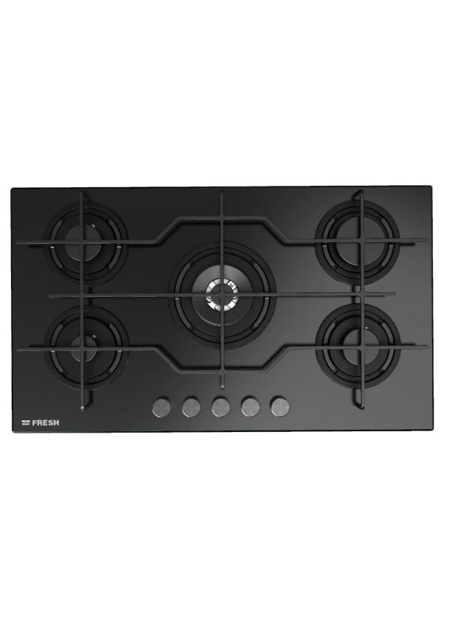 Fresh Built-in Hob, 90 cm, 5 Burners, Gas, 9623 - Black