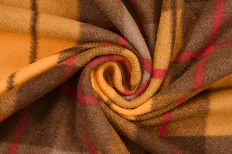 Goyal's Modern Check All Season Polar Fleece Double Bed Blanket 500TC, 90x90 Inches - Golden Brown - Image 4