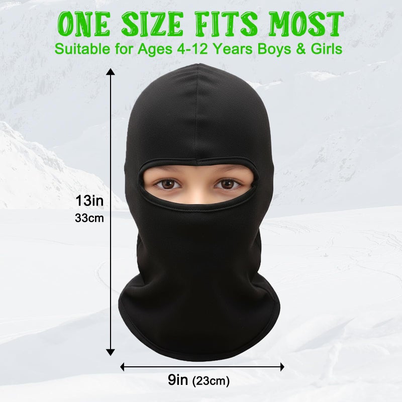 Outrip Kids Balaclava Ski Mask, Winter Windproof Fleece Full Face Mask for Boys Girls, Neck Warmers Ear Muffs Hats for Cold Weather (US, Age, 4 Years, 12 Years, 2 Pack(Black+Black)) - Image 5