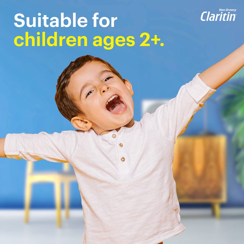 Claritin كلاريتين مضغوطات للأطفال 24 ساعة تخفيف الحساسية، دواء حساسية للأطفال غير مسبب للنعاس، أقراص مضغوطة بنكهة العنب، للأطفال من عمر 2 سنة وما فوق، 40 حبة - Image 3