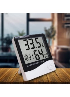 NAITIK CREATION Naitik Creation HTC1 Room Thermometer with Humidity Incubator Meter and Accurate Temperature Indicator Wall Mounting LCD Digital Clock Monitor for IndoorOutdoor White  - Image 1