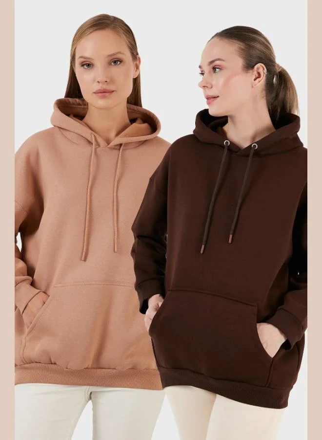 Lela Lela Regular Fit Cotton Hooded Collar Raised Winter 2-Pack Sweat Women's SWEAT 5863854S2