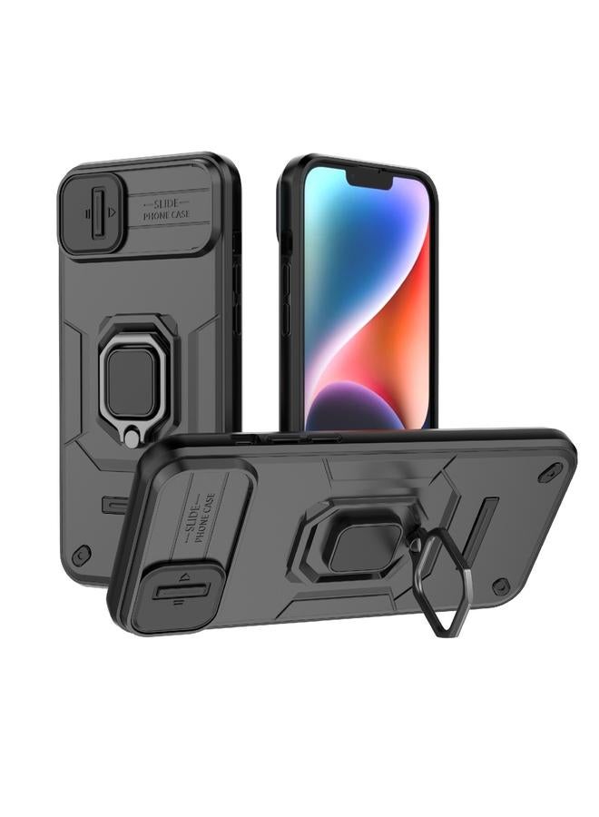 S-TOP Case For iPhone 14 Plus Sliding Camshield TPU + PC Shockproof Phone Case with Holder - Image 1
