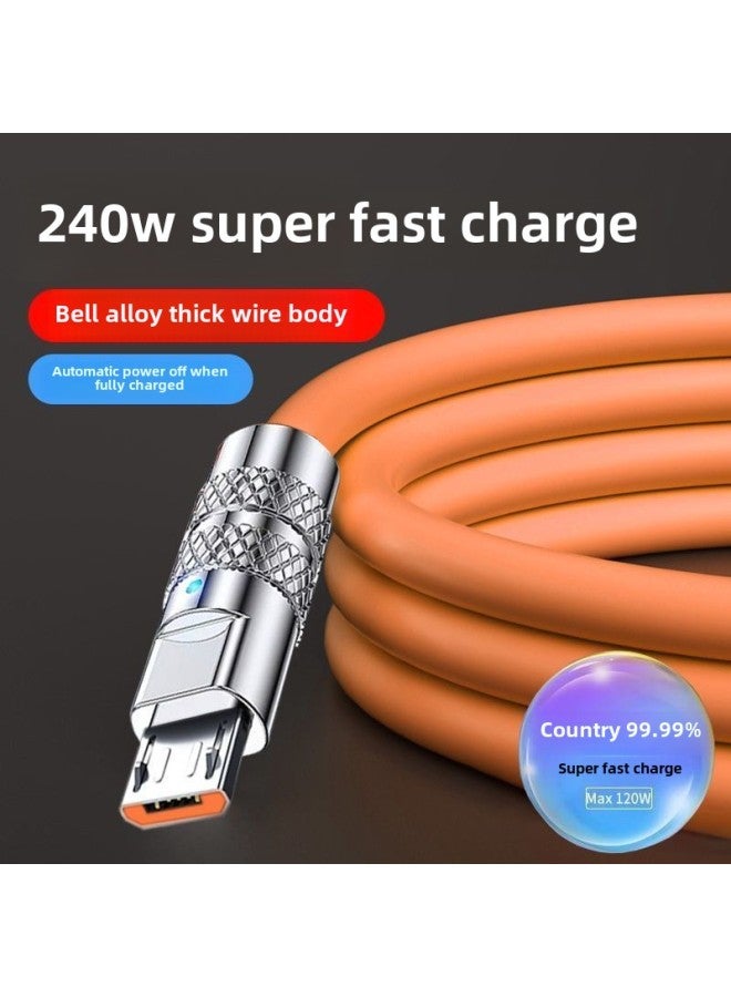 USB Extension Line Android Rotating With Light 500W Flash Charging Data Line Bold Fast Charging For Huawei OPPO Glory-Color:Orange [direct Plug 240w] Bold Zinc Alloy: Android-bold Process [ 1.04m ] Indicator Light/do Not Damage The Machine  - Image 1
