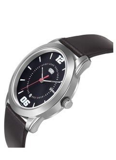 Sonata Round Shape Leather Band Analog Wrist Watch 7924SL14 - 40 mm - Black  - Image 3