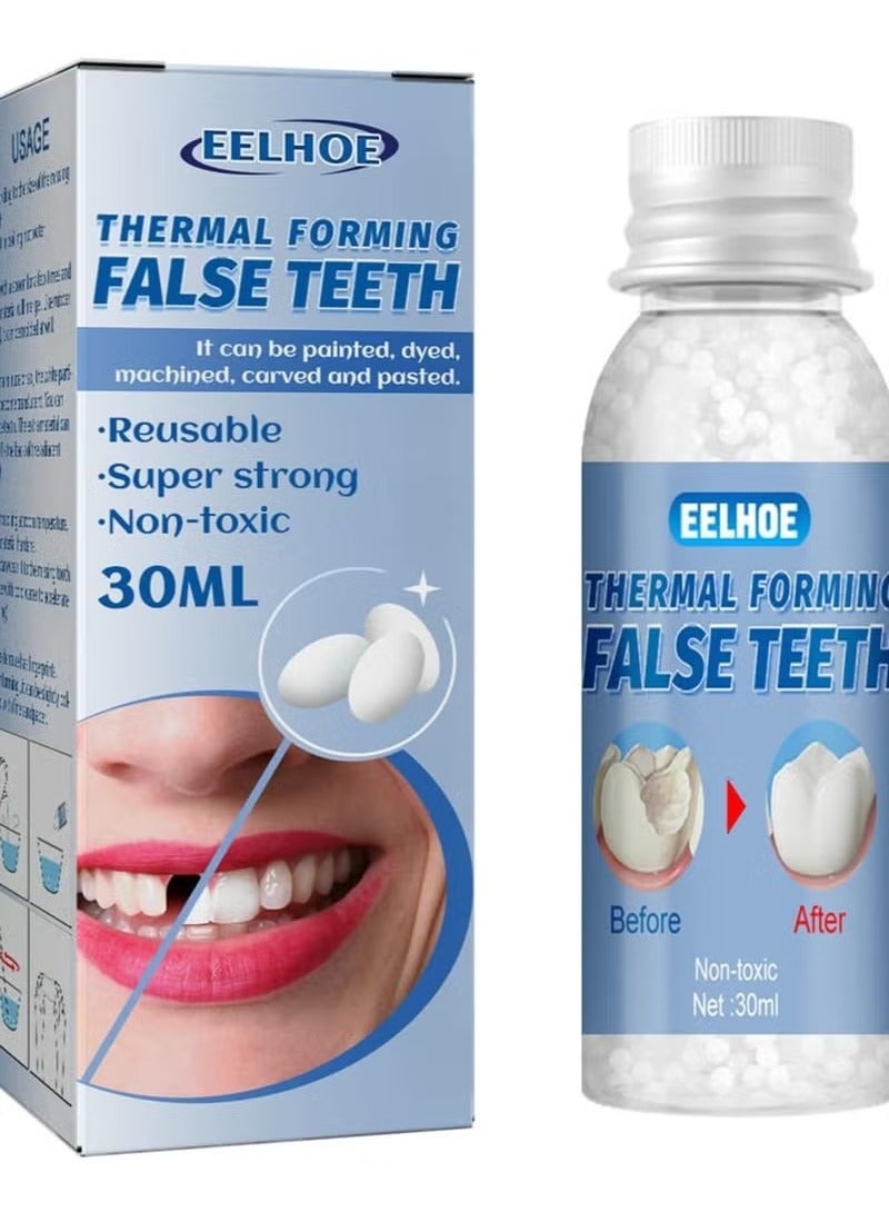 Temporary Tooth Repair Beads Tooth Repair Kit Teeth Filling Replacement for Chipped Teeth, Thermal Beads for Temporary Fix The Missing and Broken Tooth Fake Teeth 30 ml