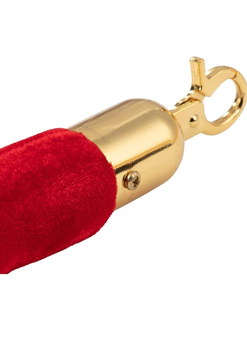 الأزرق جي دبليو 2 pcs Red Velvet Stanchion Rope Crowd Control Barriers Safety with Polished Gold Hooks for Movie Theaters Grand Openings Hotels Carpet Events Party Supplies - Image 4