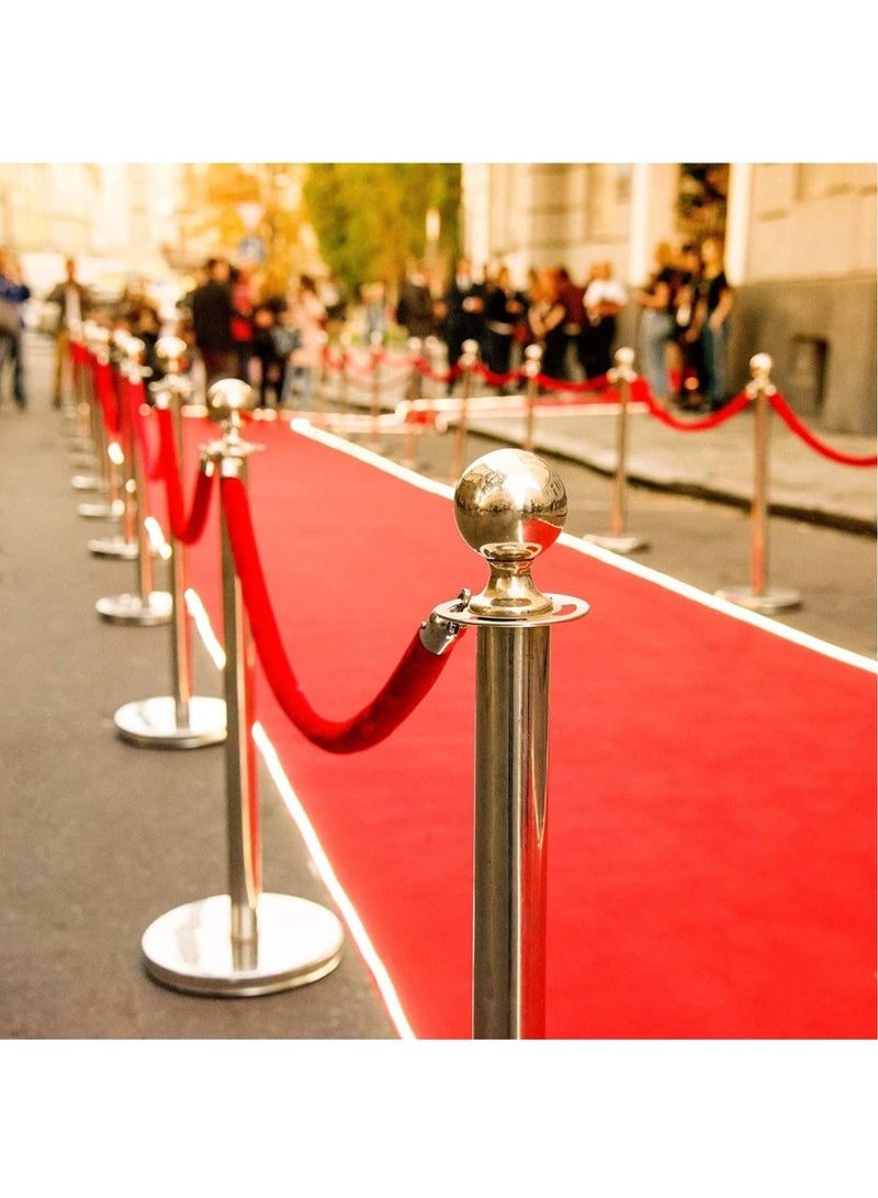 الأزرق جي دبليو 2 pcs Red Velvet Stanchion Rope Crowd Control Barriers Safety with Polished Gold Hooks for Movie Theaters Grand Openings Hotels Carpet Events Party Supplies - Image 2