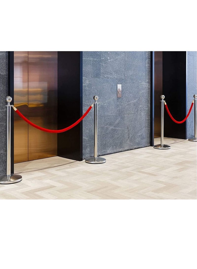 الأزرق جي دبليو 2 pcs Red Velvet Stanchion Rope Crowd Control Barriers Safety with Polished Gold Hooks for Movie Theaters Grand Openings Hotels Carpet Events Party Supplies - Image 5