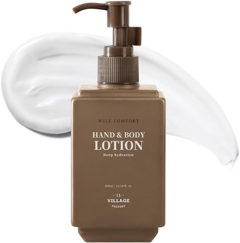 VILLAGE11FACTORY WILL COMFORT HAND BODY LOTION 300ml Korean skincare Vegan Hand and Body Lotion with Hinoki Essential Oil for Deep Nourishment and Lasting Hydration