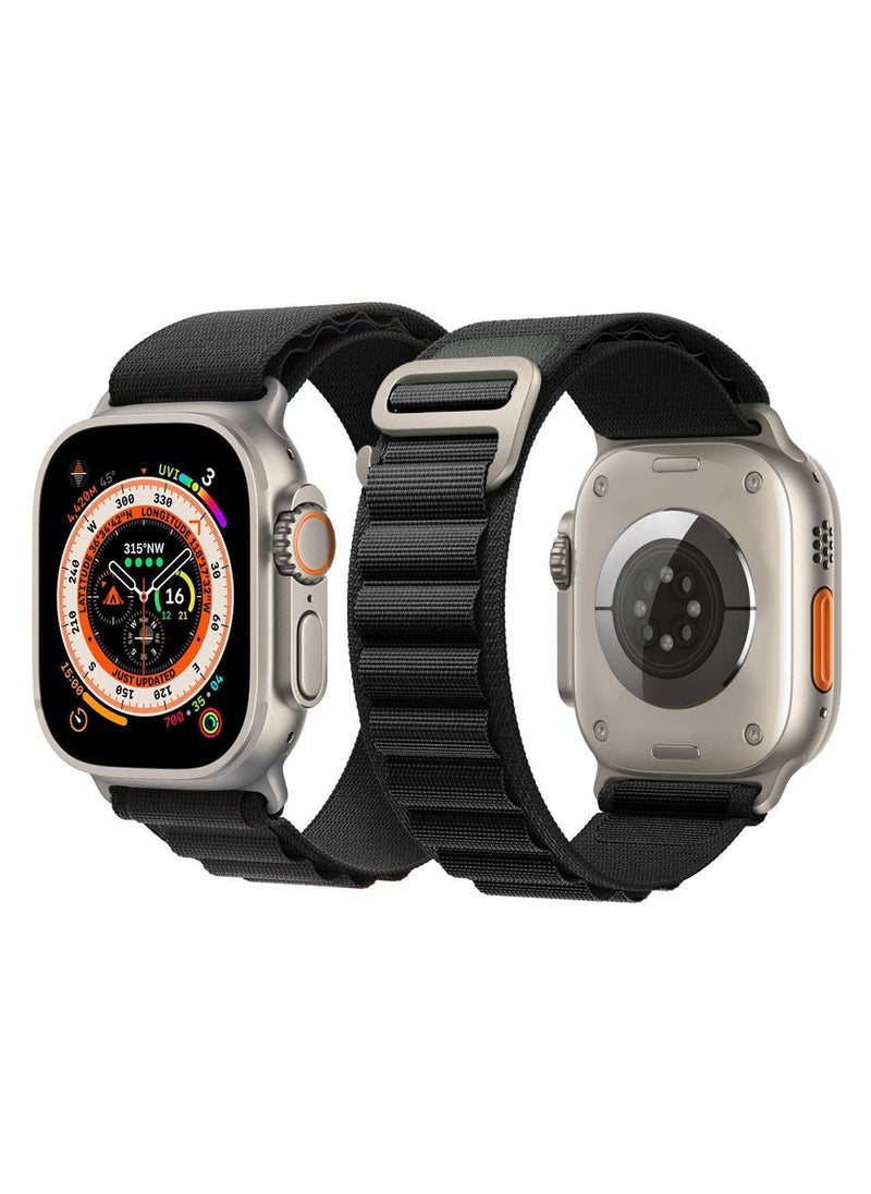 CATANES - Apple Watch Band 49mm 45mm 44mm 42mm Alpine Loop Band Women Men Adjustable with Metal G-Hook Strap for iWatch Ultra Series SE 8/7/6/5/4/3/2/1 Black - Image 1