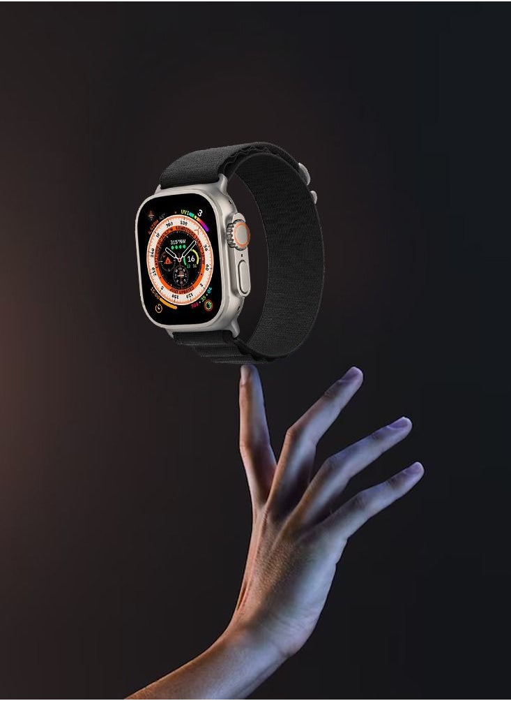 CATANES - Apple Watch Band 49mm 45mm 44mm 42mm Alpine Loop Band Women Men Adjustable with Metal G-Hook Strap for iWatch Ultra Series SE 8/7/6/5/4/3/2/1 Black - Image 1