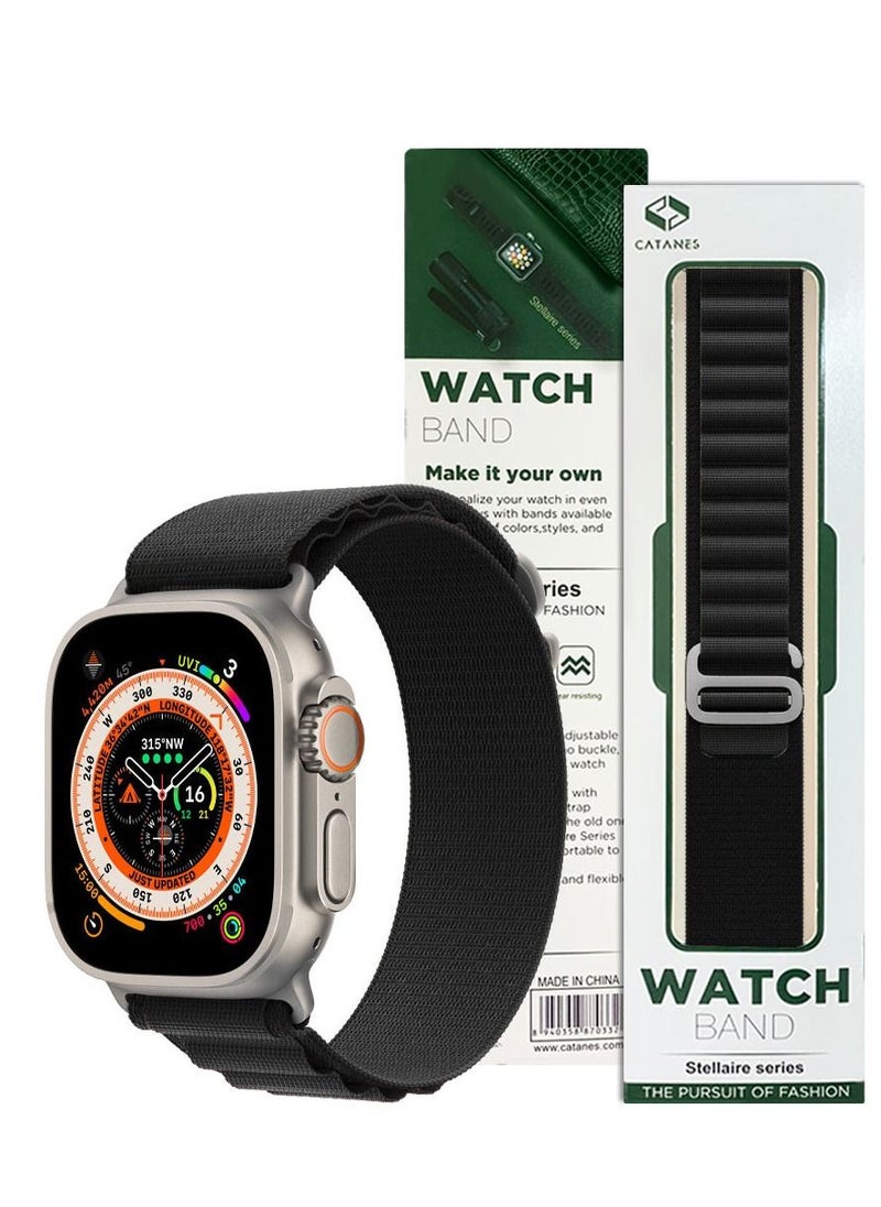 CATANES - Apple Watch Band 49mm 45mm 44mm 42mm Alpine Loop Band Women Men Adjustable with Metal G-Hook Strap for iWatch Ultra Series SE 8/7/6/5/4/3/2/1 Black - Image 1