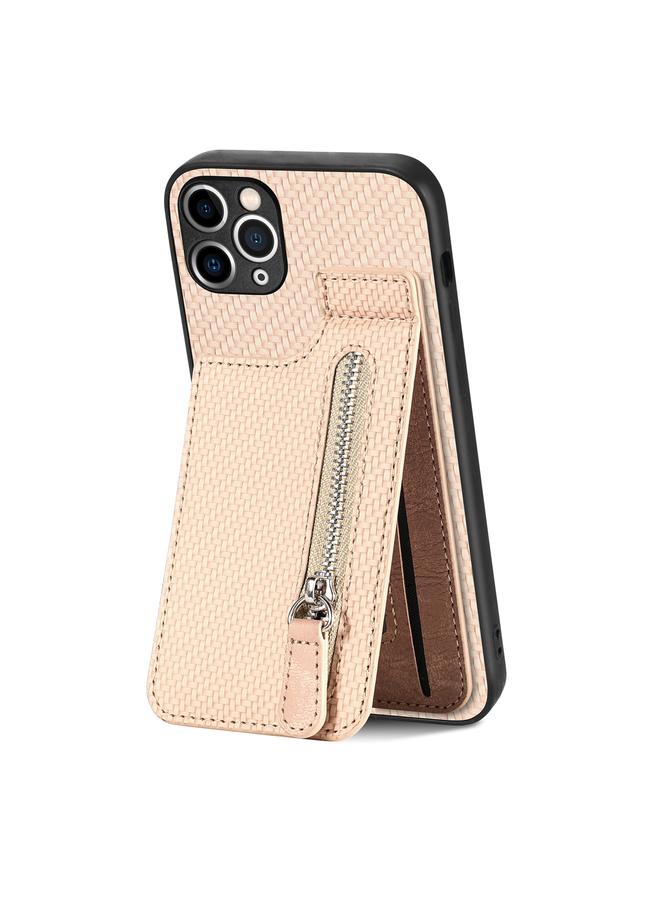 S-TOP Case For iPhone 11 Pro Max Carbon Fiber Vertical Flip Zipper Phone Case - Image 4