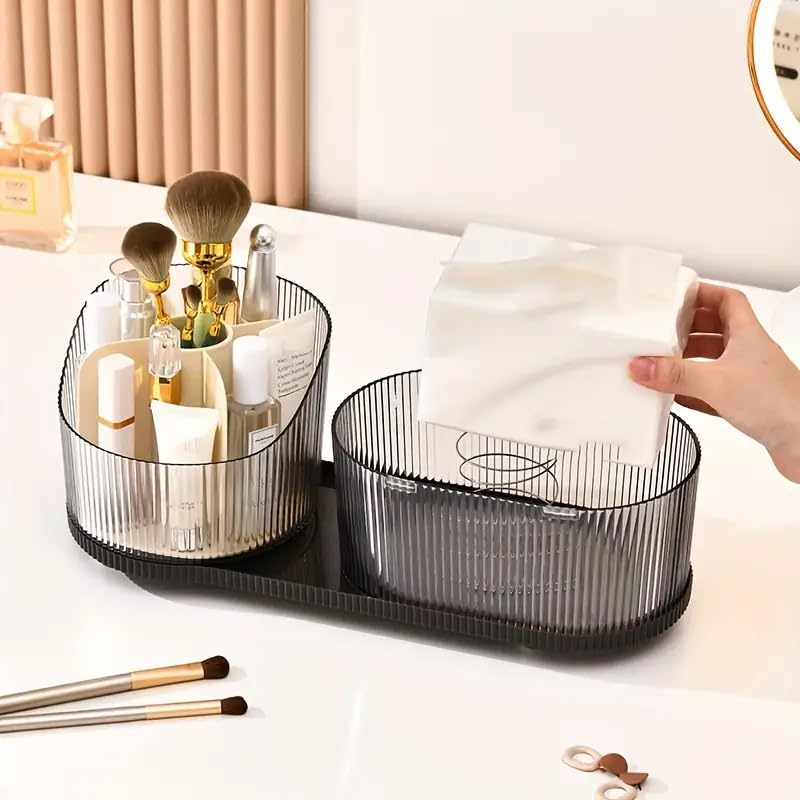 RELEMTRA MultiPurpose Tissue Paper Holder Box with Remote Holder Cosmetic Holder Desk Tray for Cosmetics Lipsticks Jewelry Ideal for Bedroom and Bathroom Tissue Box Cover Holder For Home - Image 2
