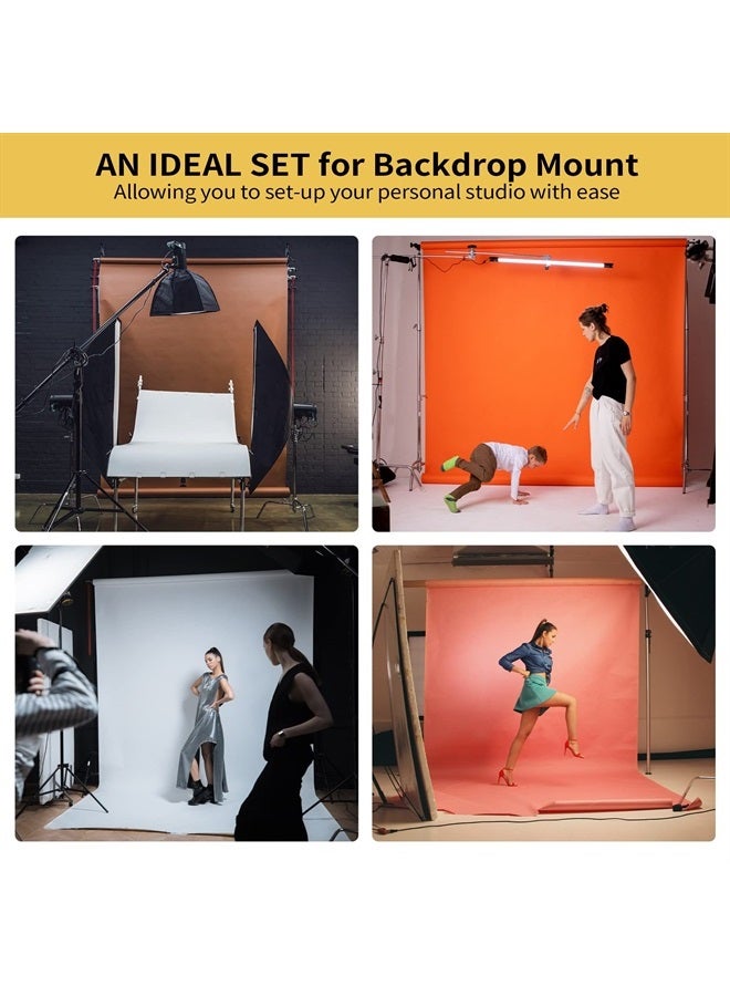 Photography 3 Roller Wall Mount Manual Backdrop Support System Set with 6 Expand Bars, 2 Tri-Folding Hooks and 3 Chains for Mounting 3 Backdrops