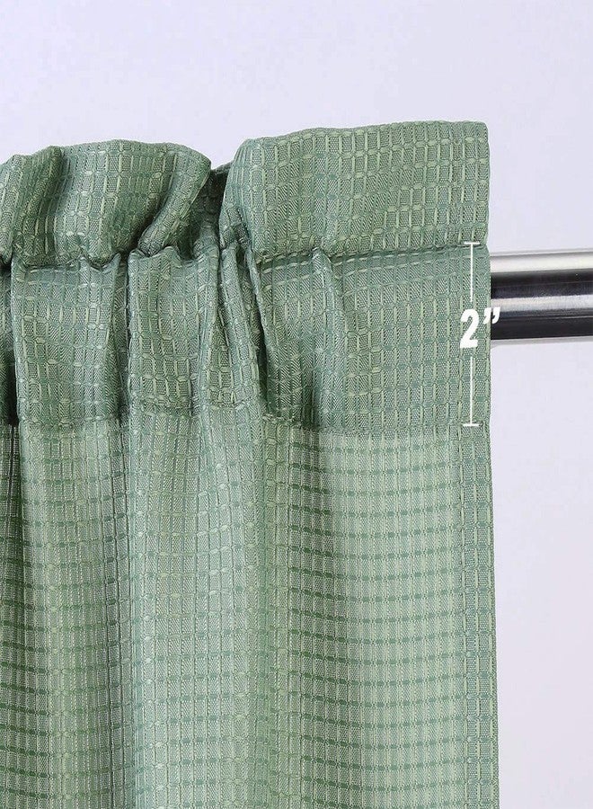 CAROMIO Valance Curtains for Kitchen, Waffle Woven Textured Valances for Bathroom Windows Short Half Window Cafe Curtains, Sage Green, 60x15 Inch - Image 5