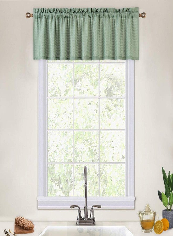 CAROMIO Valance Curtains for Kitchen, Waffle Woven Textured Valances for Bathroom Windows Short Half Window Cafe Curtains, Sage Green, 60x15 Inch - Image 1