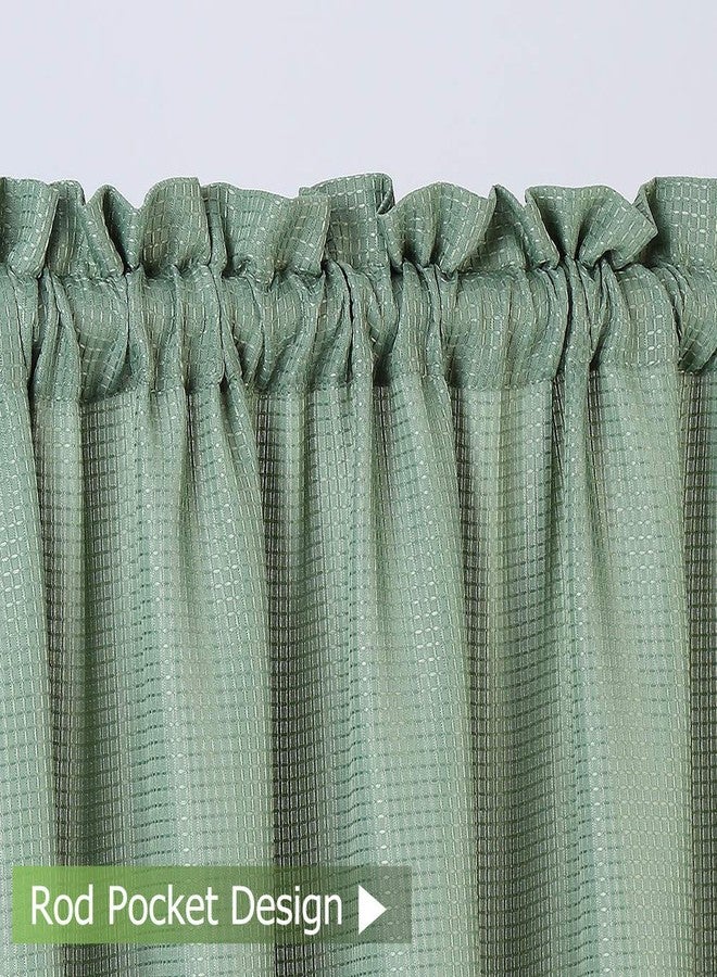 CAROMIO Valance Curtains for Kitchen, Waffle Woven Textured Valances for Bathroom Windows Short Half Window Cafe Curtains, Sage Green, 60x15 Inch - Image 2