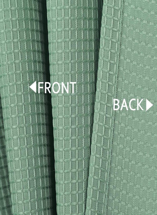 CAROMIO Valance Curtains for Kitchen, Waffle Woven Textured Valances for Bathroom Windows Short Half Window Cafe Curtains, Sage Green, 60x15 Inch - Image 3