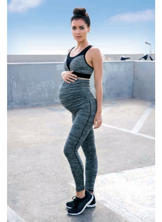 Grey Maternity Sports Leggings – Stretchy & Comfortable High Waist