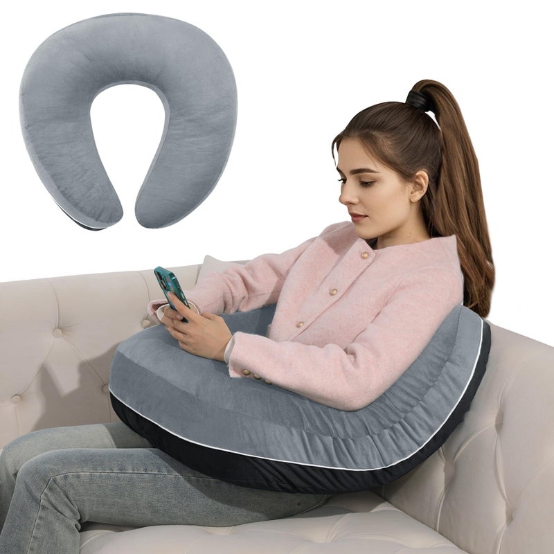 HOMBYS Crochet Pillow for Lap SupportGaming Pillow for LapLap Pillow for Reading  CrochetingSoft Lap Desk PillowReading PillowCrochet Pillow for Lap SupportArm Pillows for AdultsBlackGrey