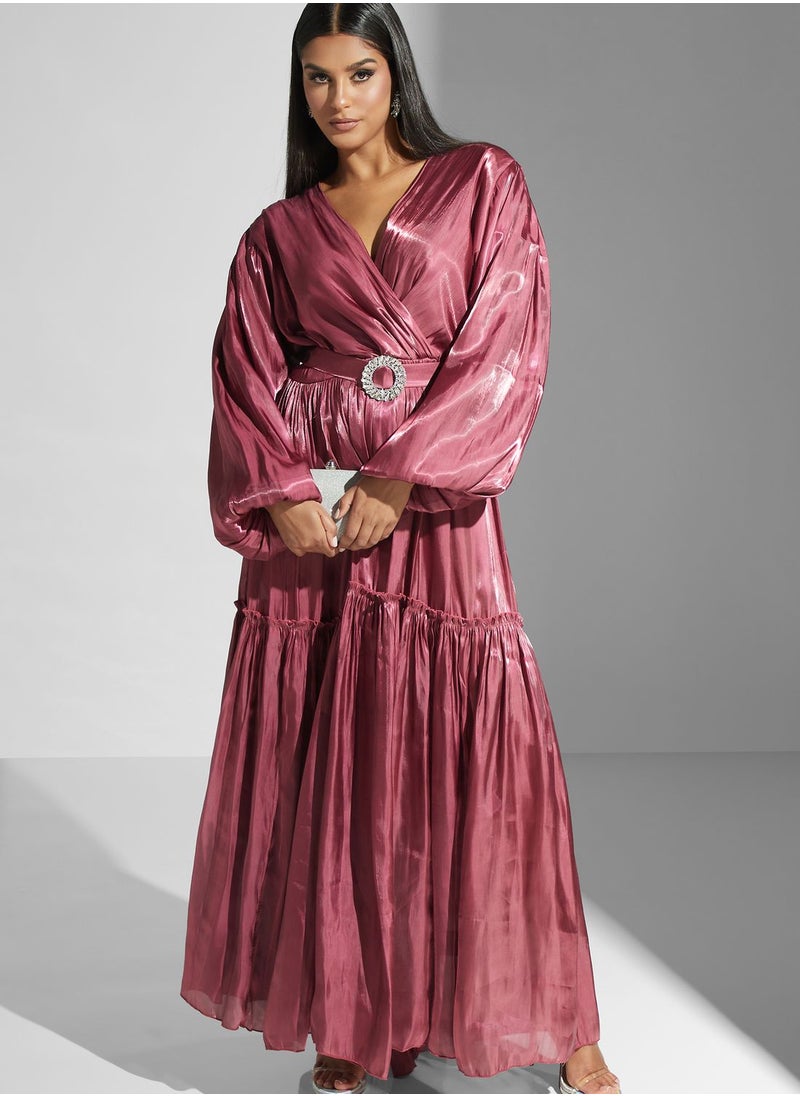 hayas closet Pleated Belted Dress  - Image 1