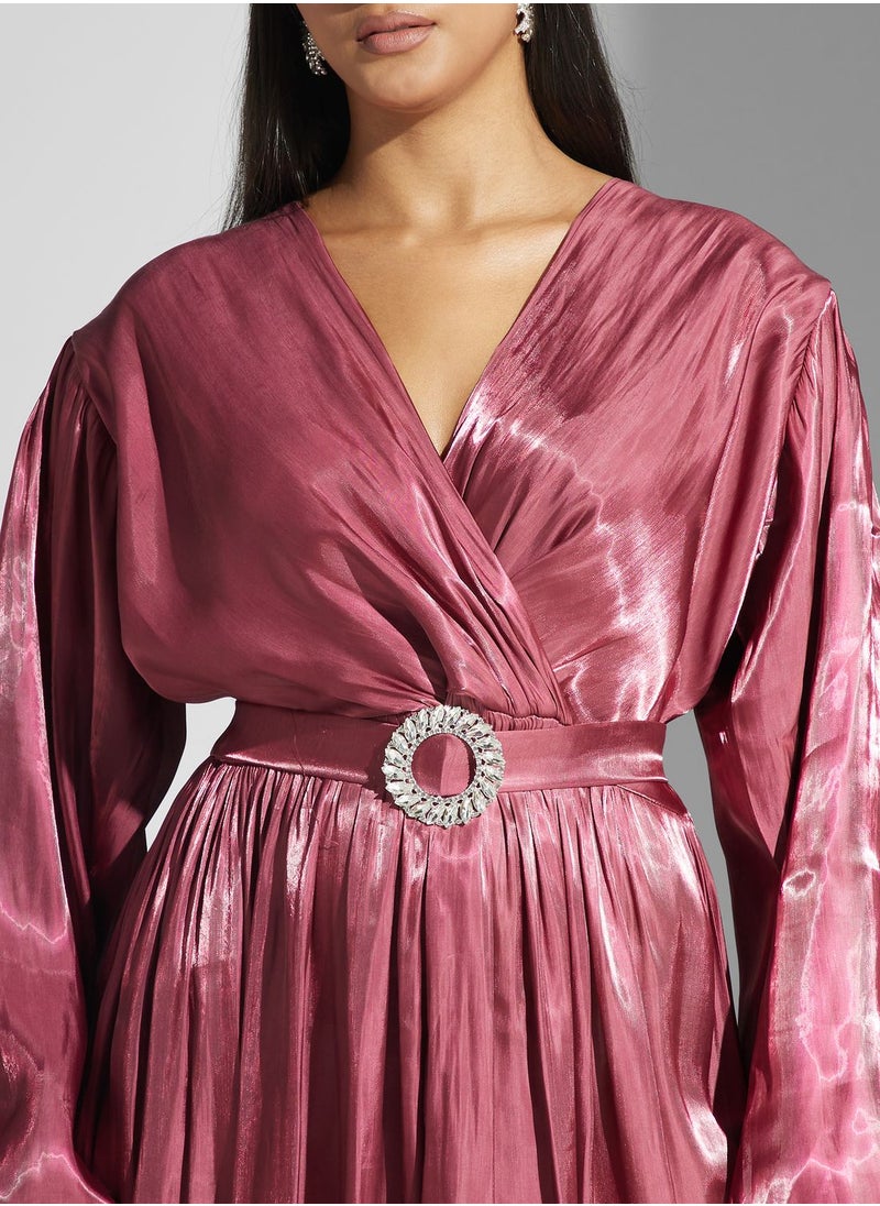 hayas closet Pleated Belted Dress  - Image 3