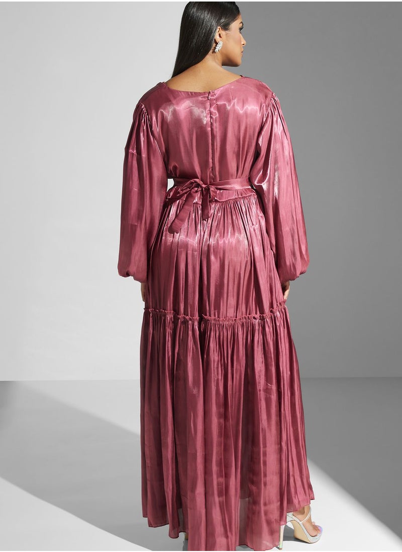 hayas closet Pleated Belted Dress  - Image 2