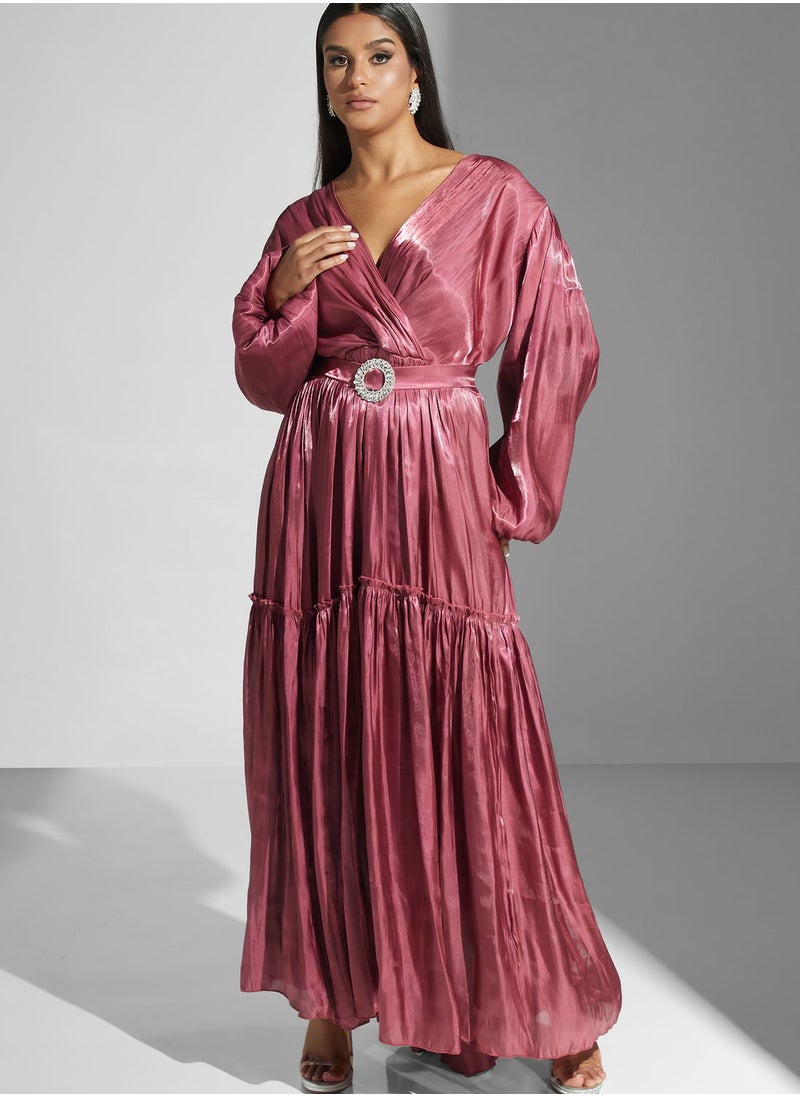 hayas closet Pleated Belted Dress  - Image 4