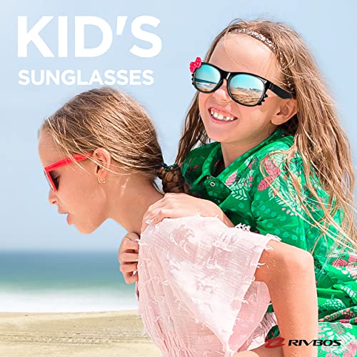 RIVBOS Kids Sunglasses for Girls Boys with Strap Polarized UV Protection Flexible Rubber Shades Age 3-10 RBK002-Black - Image 2