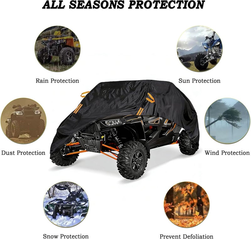 غطاء لمركبات الـ UTV من طراز Access Motor 1000 Crew للأعوام 2017–2026، مخصص للتخزين الخارجي، مقاوم للماء والرياح، يحمي من الغبار والأوساخ، بلون أسود + برتقالي. - Image 2