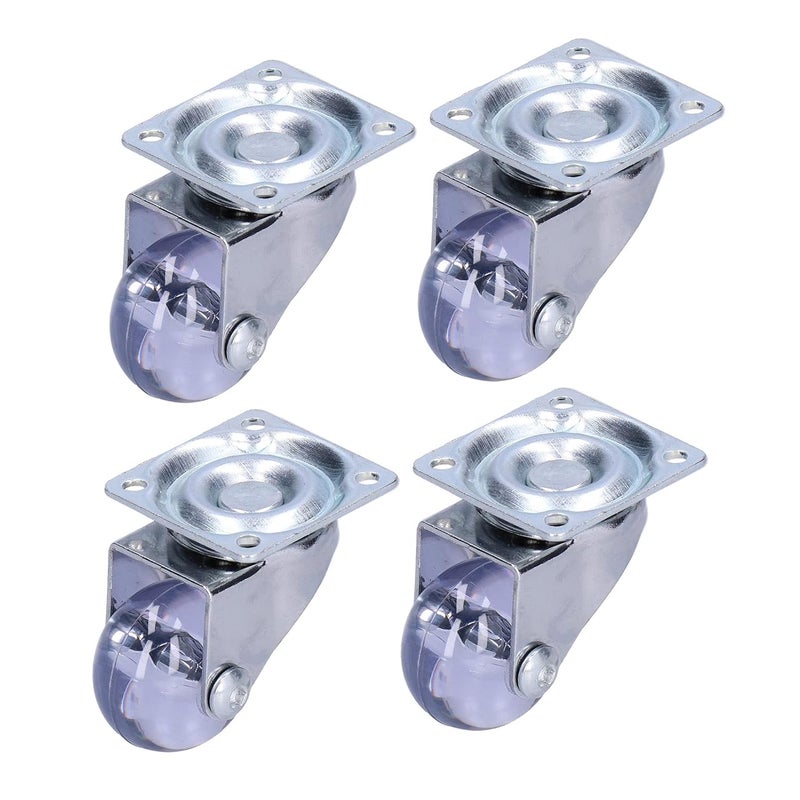 Heavy Duty Stainless Steel Industrial Castors 4 Pcs Swivel Caster Transparent PU Wheels - Image 2