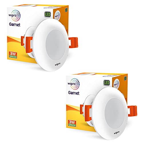 Wipro Garnet 3W Led Mini Downlight for Home & Cabinet| Green |Compact Design with 120° Beam Angle|Recessed Down Light for False Ceiling|Cutout-2.3 Inch|Pack of 2 - Image 1
