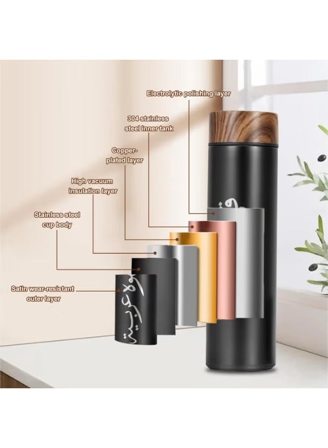 3pcs/set Coffee Insulated Cup Set With 2 Cups, Arabic Coffee Thermos, Insulated Cup Gift Box Set Includes 500ml Stainless Steel Thermos And 2 80ml Double-Layer Coffee Cups, Suitable For Gifts, Saudi National Day Gift. - Image 3