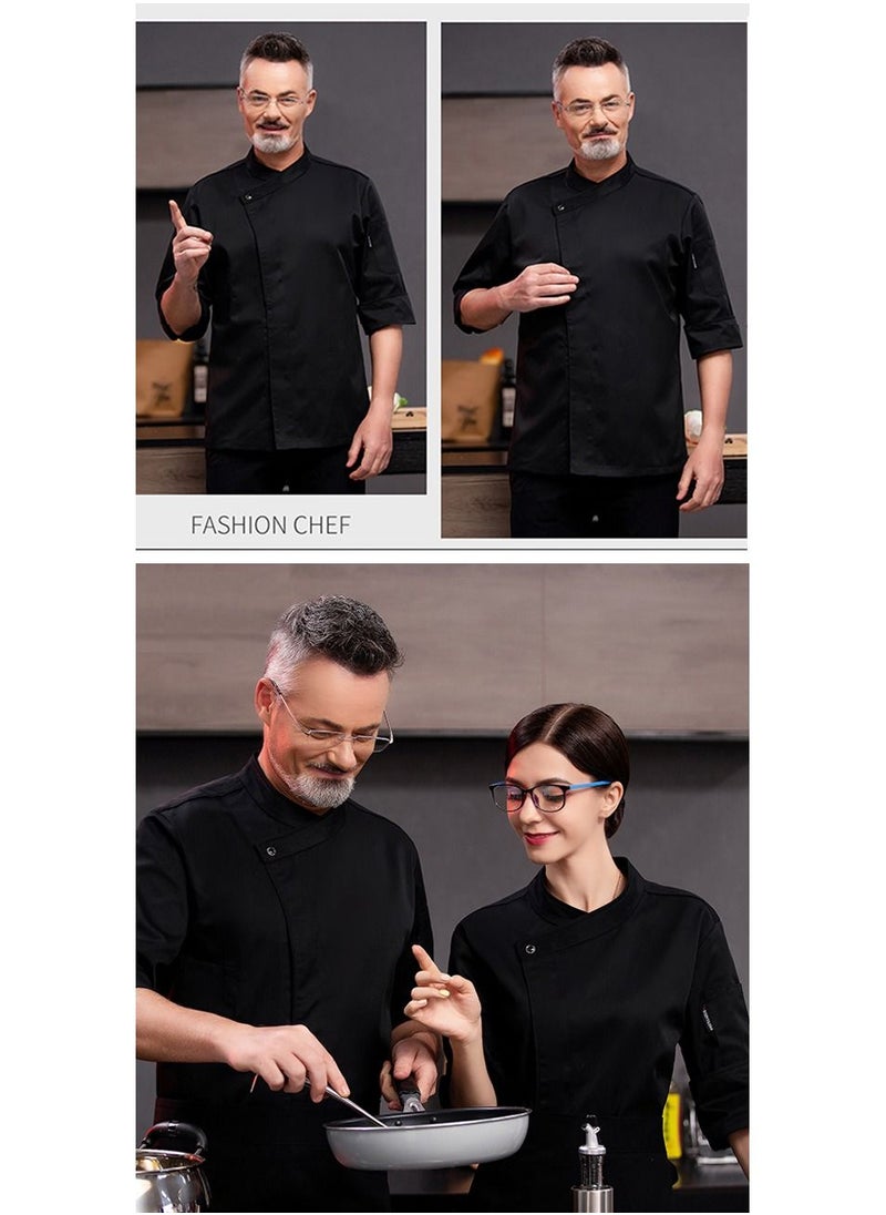 NIBEMINENT - Restaurant Chef Uniform Kitchen Work Clothes 7-Point Sleeve Top - Image 1