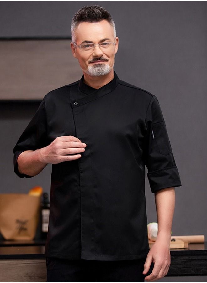 NIBEMINENT - Restaurant Chef Uniform Kitchen Work Clothes 7-Point Sleeve Top - Image 1