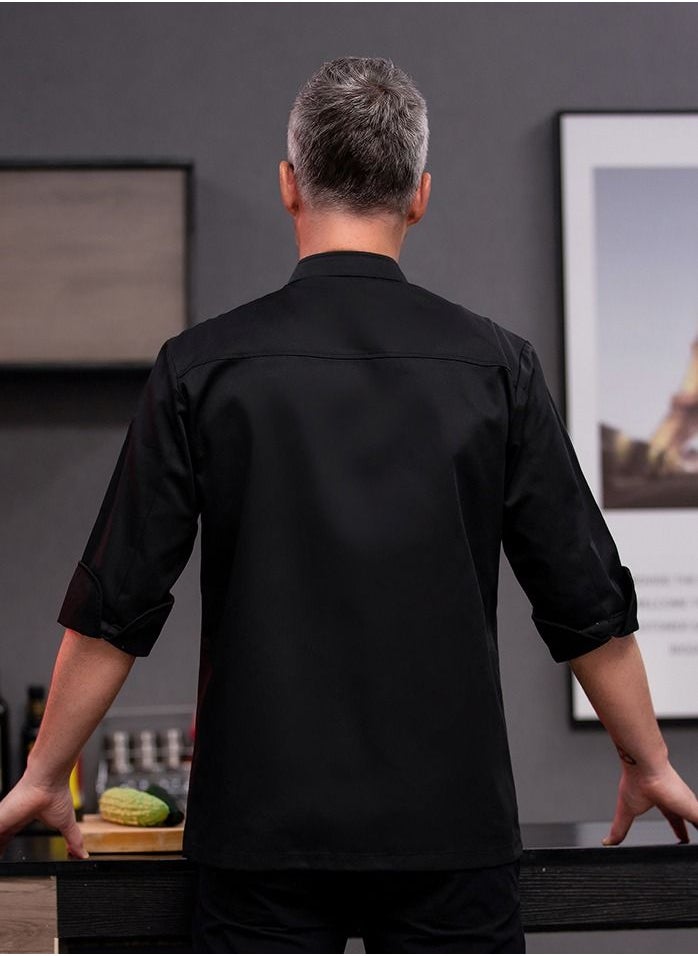 NIBEMINENT - Restaurant Chef Uniform Kitchen Work Clothes 7-Point Sleeve Top - Image 1