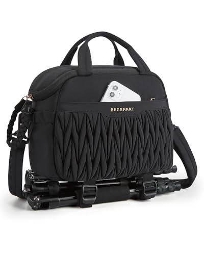 BAGSMART Camera Sling Bag Portable Small Camera Bags for Photographers with Tripod Holder Waterproof DSLRSLRCute Camera Case for Women with Rain Cover Compatible with Sony Canon Nikon Black - Image 1