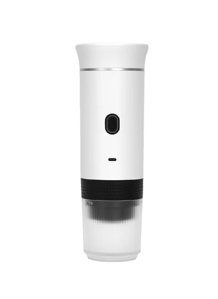 Generic Portable Electric Coffee Machine | Self-Heating Travel Coffee Maker | 15 Bar Pressure | Capsule & Ground Coffee Compatible | For Travel, Office, and Car Use - White 
