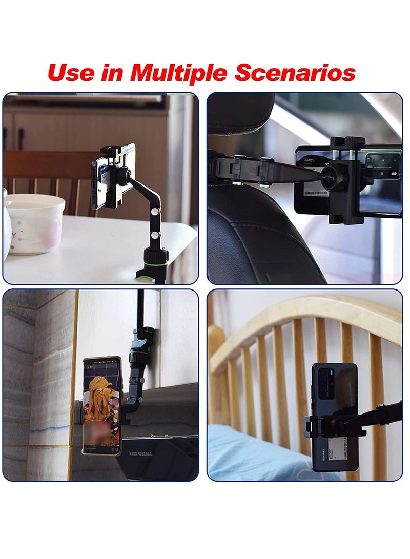 ELTRAZONE Rearview Mirror Phone Holder for Car, Multifunctional Rearview Mirror Phone Holder, 50mm-100mm Universal 360 Rotatable Car Phone Holder Mount Cell Phone Cradles for Car/Back Seat/Kitchen- Black - Image 3