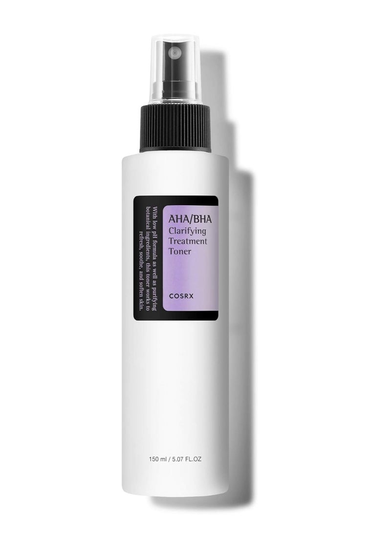 COSRX AHA/BHA Treatment Toner 5.07 Fl.oz/ 150Ml, Facial Exfoliating Spray For Whiteheads, Pores, And Uneven Skin, Korean Toner, Not Tested On Animals, No Parabens, No Sulfates, Korean Skincare 150ml - Image 1