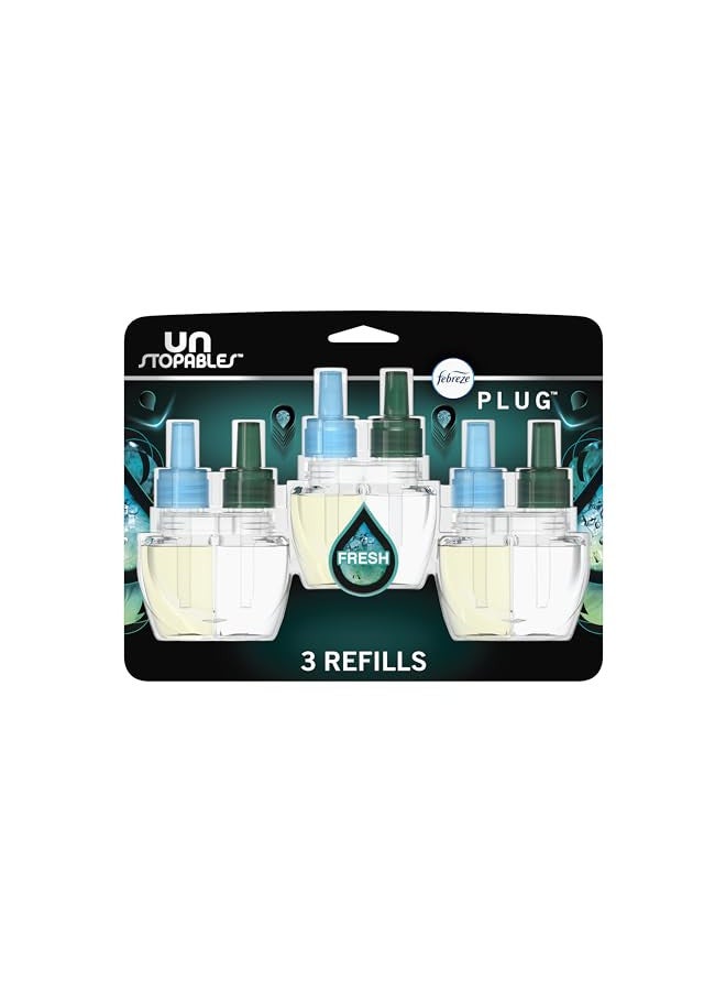 febreze Febreze Plug in Air Fresheners, Wall Plug in Air Freshener, Unstopables Fresh, Odor Fighter for Strong Odors, Scented Oil Refill (3 Count) - Image 1