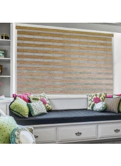 Zebra Blinds Zebra Blind for Windows Dual Layer Zebra Roller Shades Light Filtering Sheer Window Treatments Privacy Light Control for Day and Night, Color Beige, W143XH160CM  - Image 1