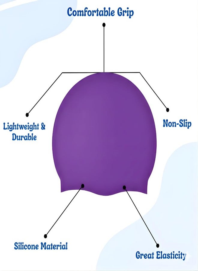 Aganta Swimming Cap and Goggles Set for Kids | Anti-Fog UV Protection Waterproof Swim Goggles | Soft Silicone Swim Cap for Boys Girls (Purple) - Image 2