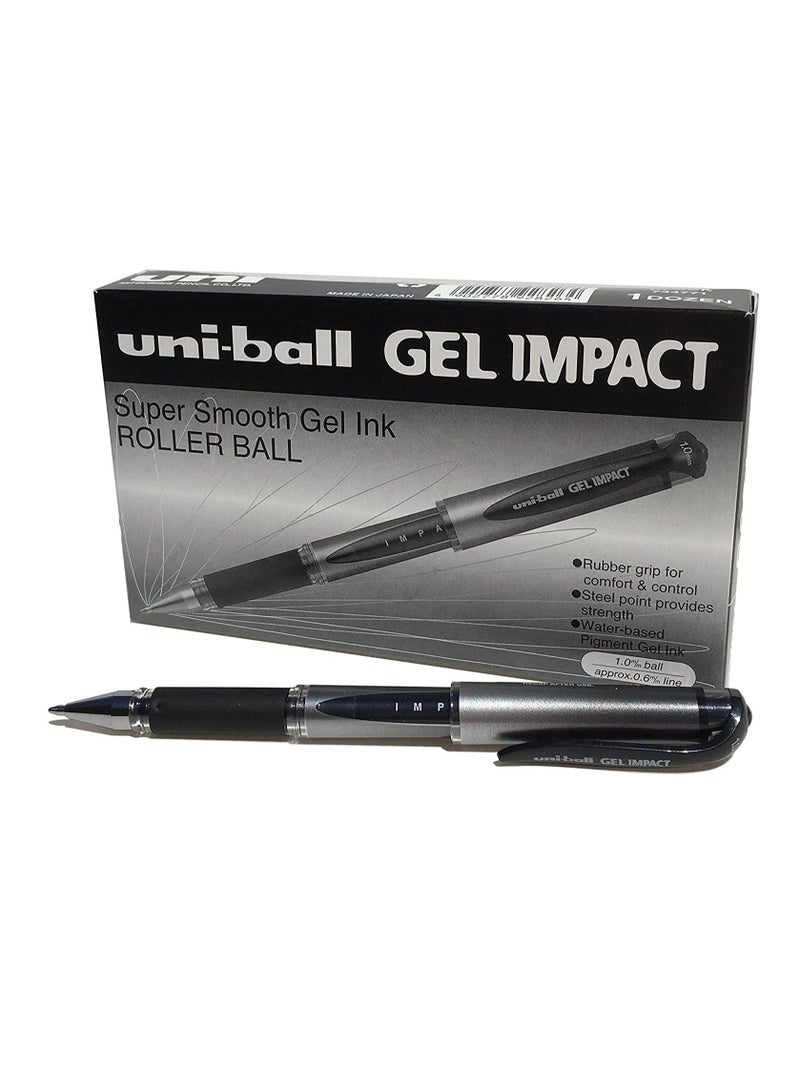 Uniball 12-Piece Gel Impact Broad Gel Pen 1.0mm Tip Black Ink - Image 1