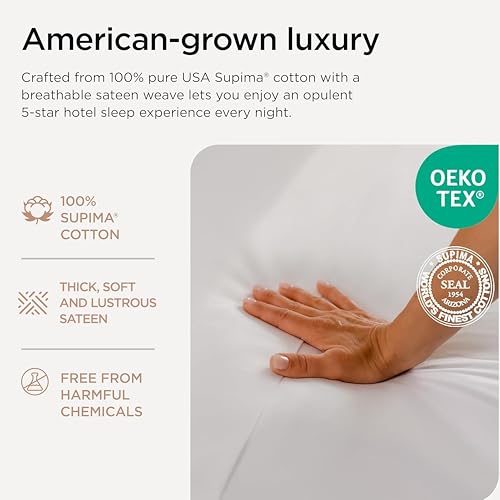 Threadmill Certified 100% American Supima Luxury Cotton Sheets California-King Sheets,1000 Thread Count Sateen Weave, 4 Pc Luxury Bed Sheets Set, Hotel White Sheet with Elasticized Deep Pocket - Image 3