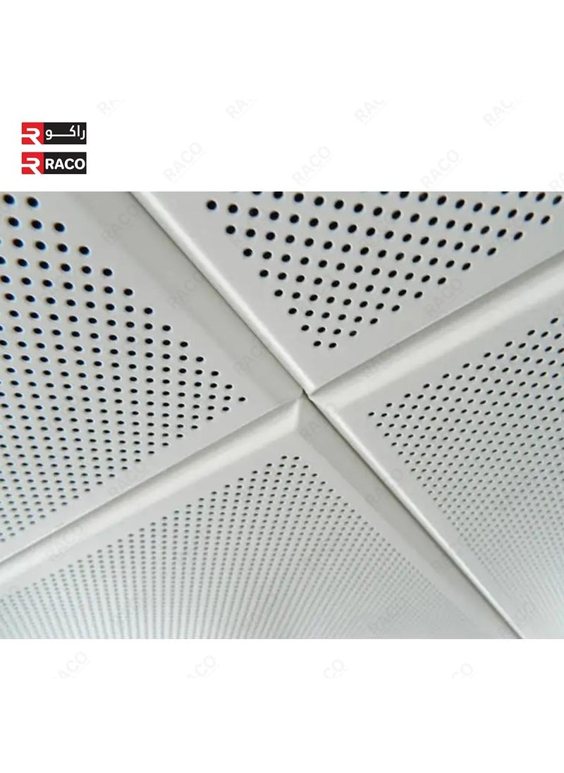 RACO RACO Perforated Aluminium Ceiling Tile | Perforated Clip-In Type Panel for Interior Decoration | White | Size: 600mm x 600mm | Perforated Style  - Image 5