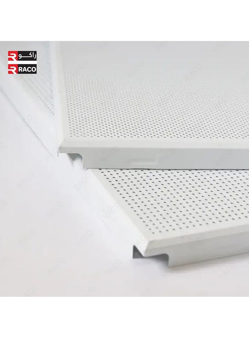 RACO RACO Perforated Aluminium Ceiling Tile | Perforated Clip-In Type Panel for Interior Decoration | White | Size: 600mm x 600mm | Perforated Style  - Image 2